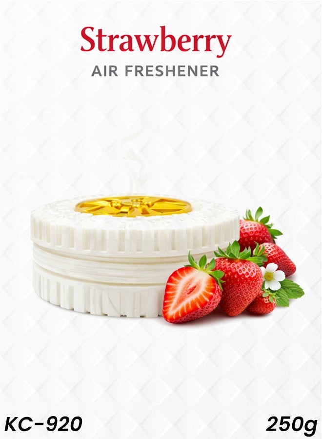 معطر جو للسيارة برائحة الفراولة، 250 غرام، KC-920، جل عطري يدوم طويلاً، مانع للانسكاب، خالٍ من الكحول، مزيل روائح عضوي للسيارة، مناسب لحامل أكواب لوحة القيادة، للمنزل والمكتب وغرفة النوم والمطبخ، مزيل روائح صلب، مناسب لجميع الفصول - Image 1